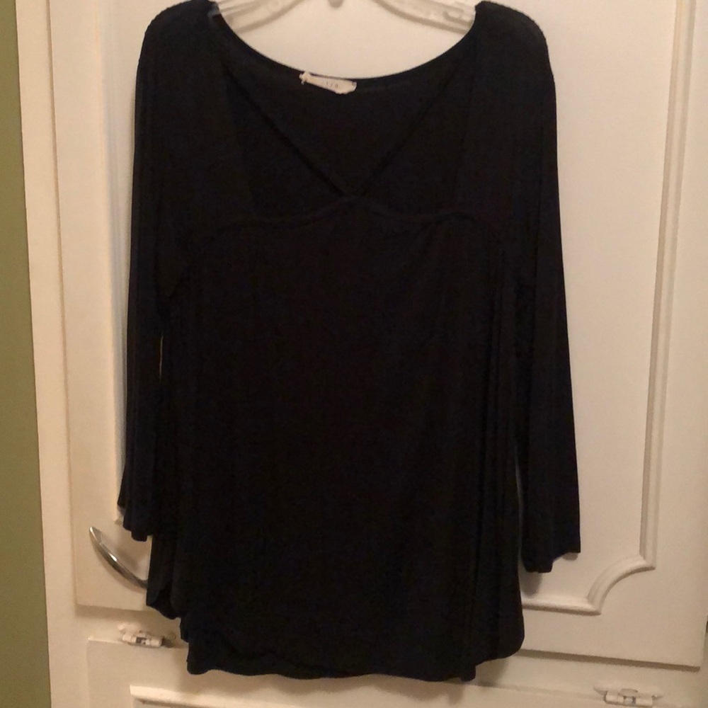 Black criss cross neck shirt
